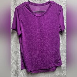 Danskin Now Purple Animal Print Short Sleeve Top